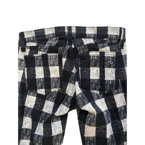24 Rag & Bone Black and White Checked Skinny Jeans Zippers - Picture 4 of 8